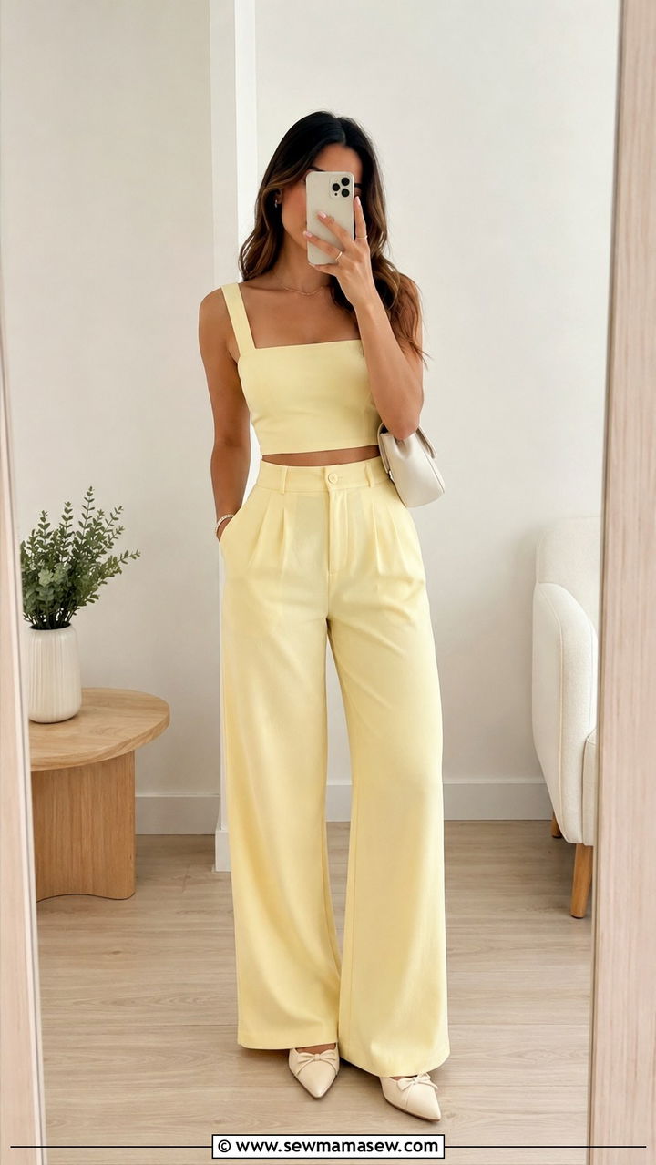 Pastel matching set outfit petite - 30 Spring outfits for short women