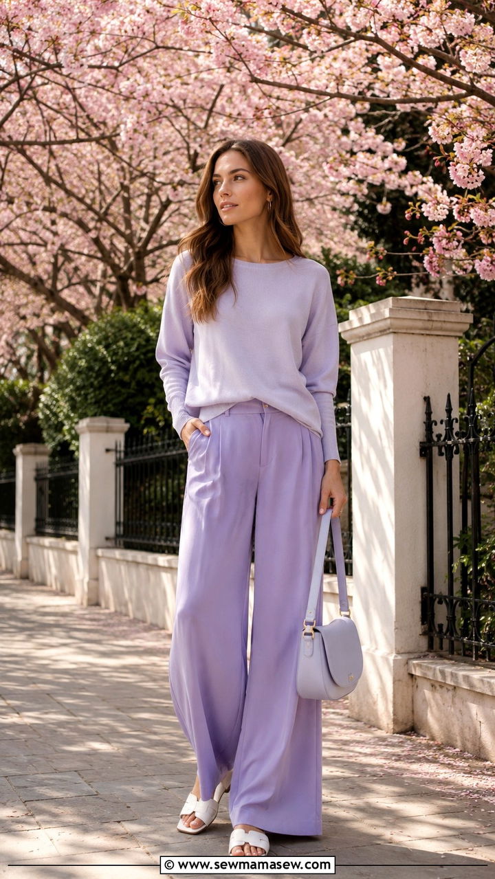 Pastel spring outfit with slide sandals - 20 spring outfits with slide sandals