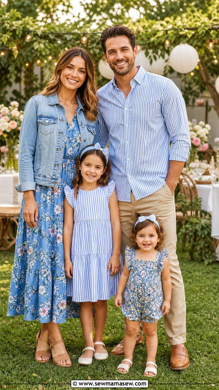 Pattern Mix Florals and Stripes - 40 Spring family photo outfits