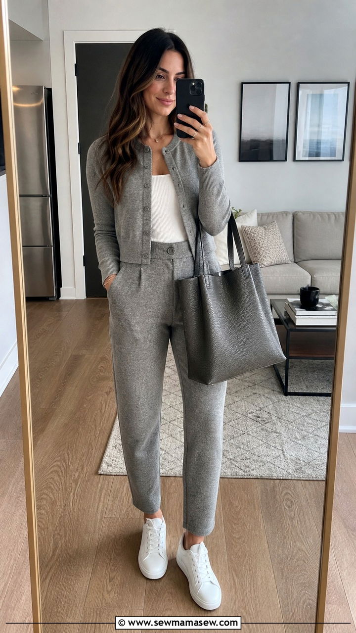 Patterned Blouse with Neutral Trousers and Pointed Pumps - 40 classy business casual outfits