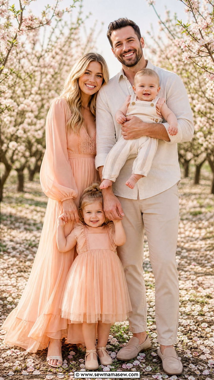 Peach And Cream Family Outfit - 30 Matching spring family outfits