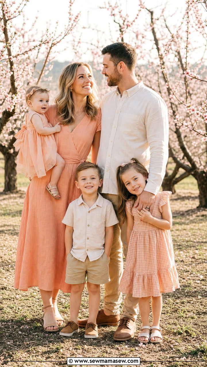 Peach toned family photo outfit spring - 25 family photo outfits 2026