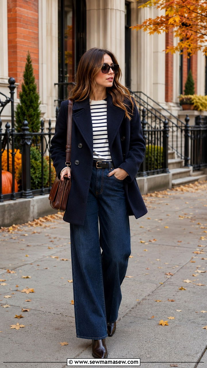 Peacoat With Wide Leg Jeans - 25 wide leg jeans outfits aesthetic