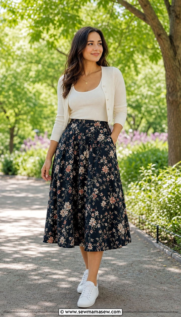 Pear Shape A Line Midi Skirt Outfit - 25 Cute outfits for pear shape