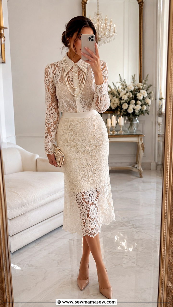 Pearl And Lace Layered Outfit - 25 romantic outfits aesthetic