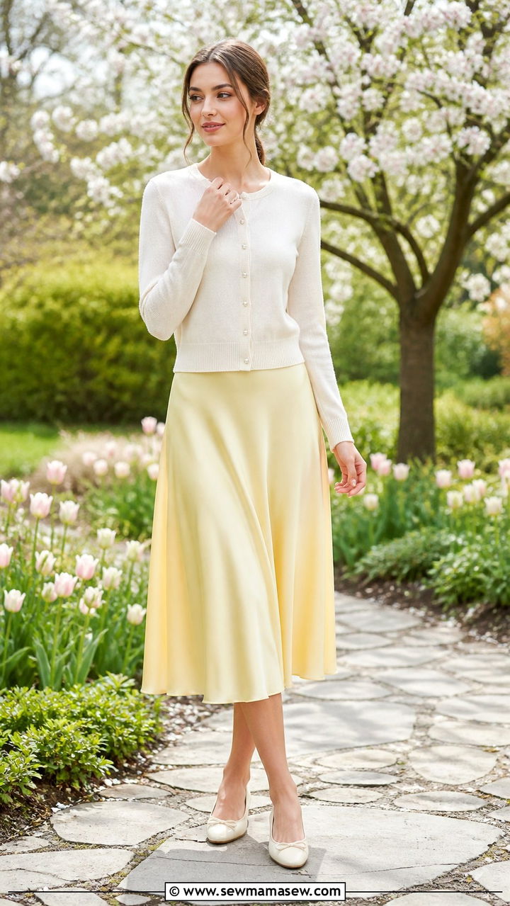 Pearl Button Cardigan With Midi Skirt Outfit - 40 Balletcore outfit ideas 2026