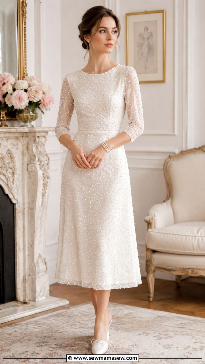 Pearl Embellished Midi Dress With Pointed Toe Mules - 30 Opera outfit ideas