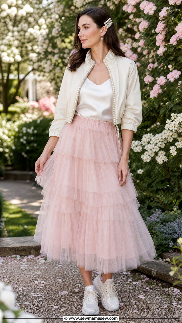 Pearl Trim Windbreaker and Tulle Skirt Outfit Girl Gorpcore - 25 Gorpcore outfit ideas 2026