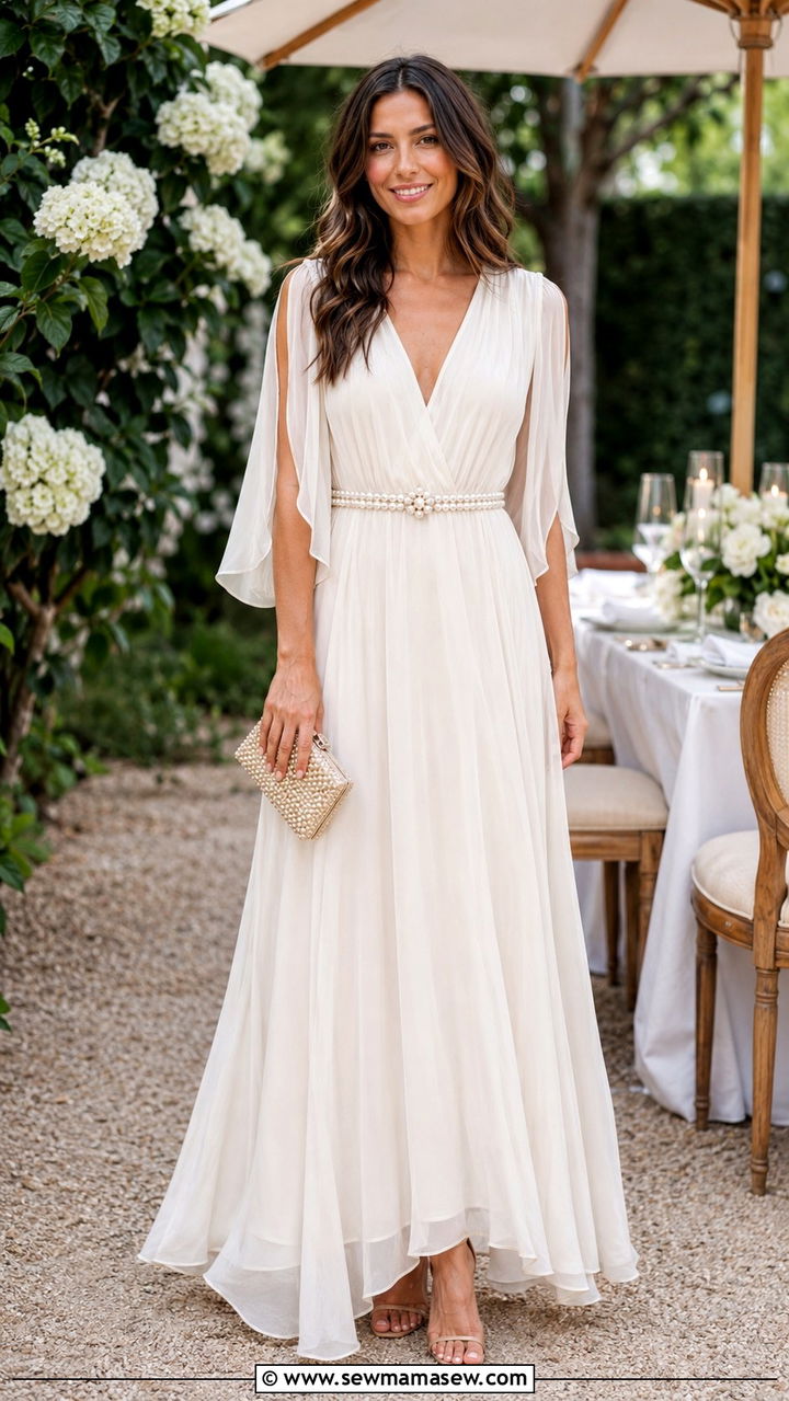 Pearl Waist Belt Over a Flowy Maxi Dress - 30 Statement belt outfit ideas