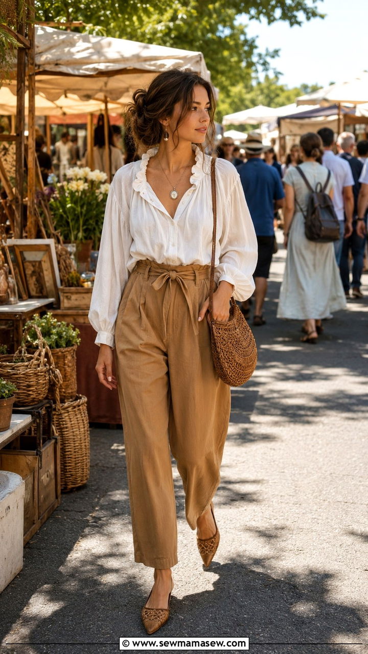 Peasant Blouse And Paperbag Trousers - 25 Poetcore outfit ideas