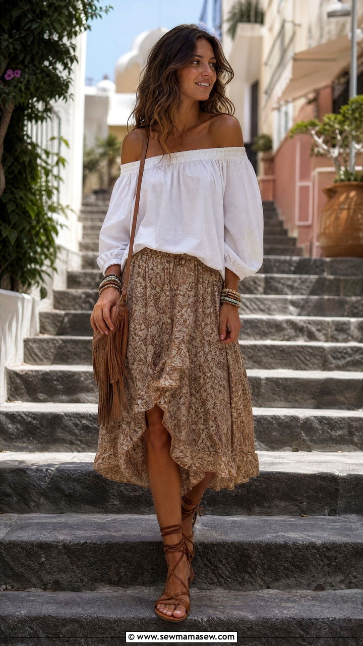 Peasant Blouse With a Midi Skirt - 40 What to wear in Positano