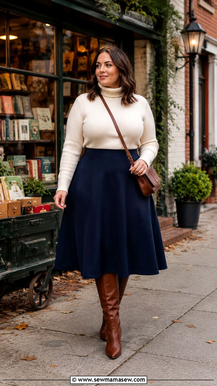 Peasant Blouse with Wide Leg Jeans - 30 transitional midsize outfit ideas