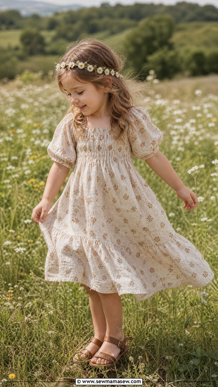 Peasant Dress with Sandals - 30 Summer outfits for little girls