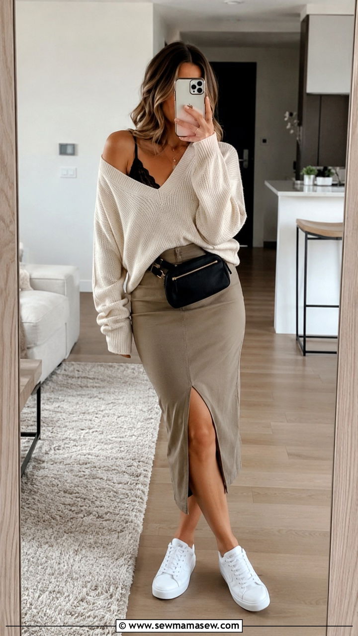 Pencil Skirt With Chic Bralette Layering - 20 Spring 2026 outfit trends