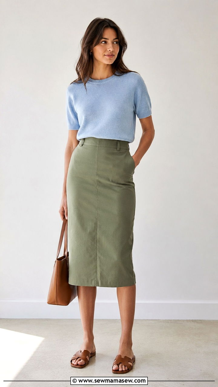 Pencil Skirt With Knit Top Outfit - 25 2026 fashion trends women casual