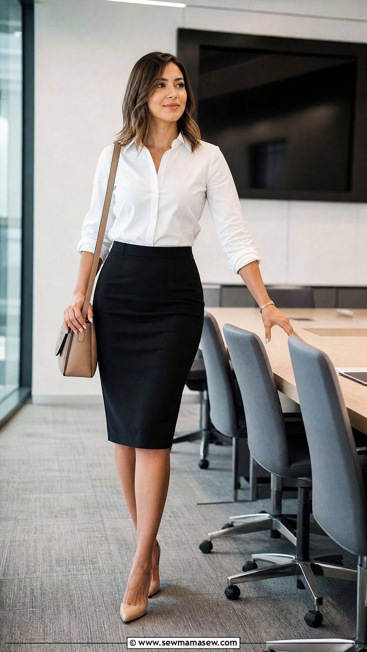 Pencil Skirt With White Button Down Shirt - 25 Sales meeting outfit ideas