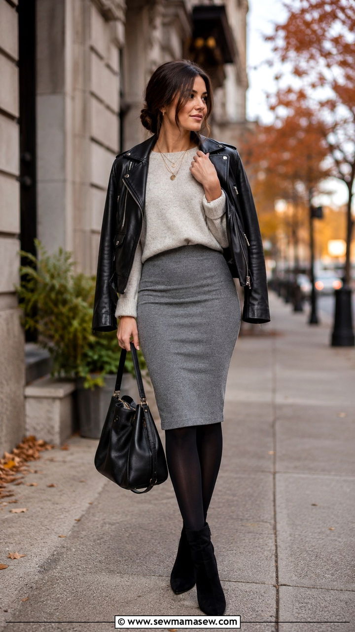 Pencil skirt with ankle boots outfit - 25 pencil skirt outfits inspo