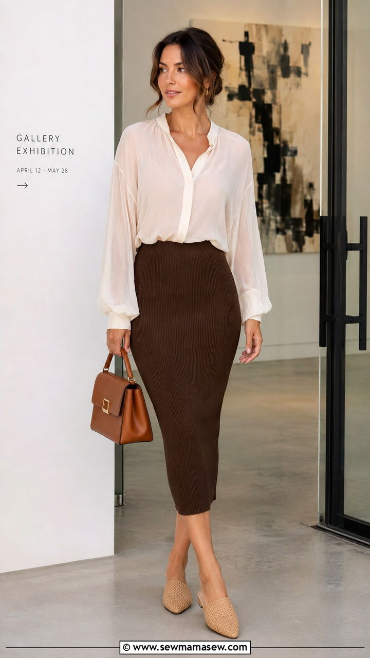 Pencil skirt with mules summer outfit - 30 Pencil skirt outfit ideas for summer