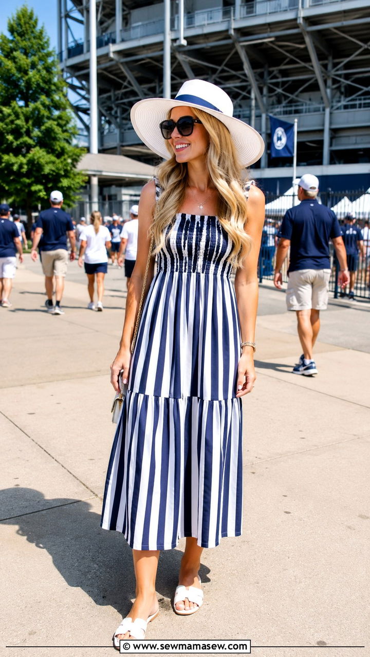Penn State Striped Dress With Sandals - 20 Gameday outfit ideas Penn State