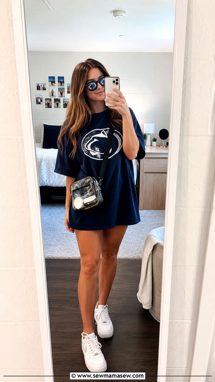 Penn State T Shirt Dress With White Sneakers - 20 Gameday outfit ideas Penn State