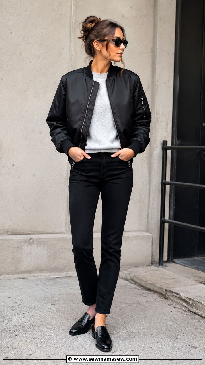 Penny loafers with bomber jacket look - 30 How to style penny loafers