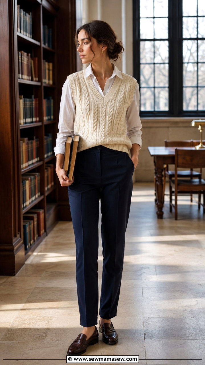 Penny loafers with sweater vest layering - 30 How to style penny loafers
