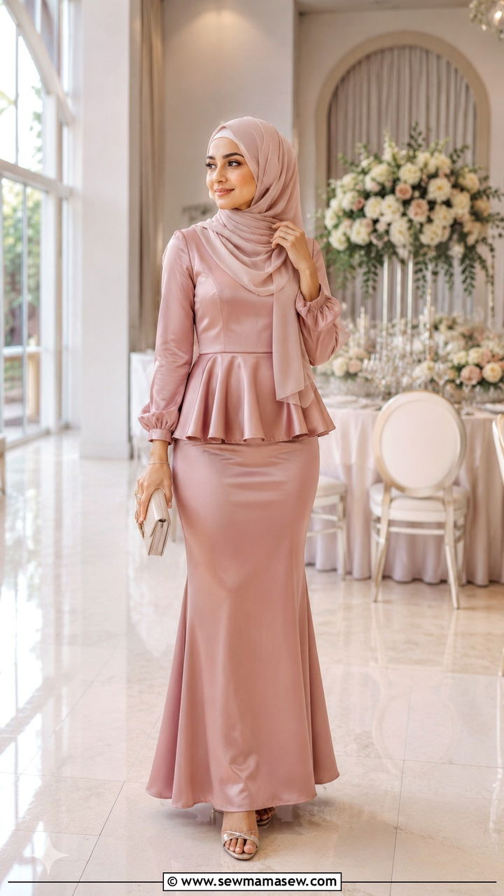 Peplum Dress With Hijab - 30 Modest wedding guest outfit ideas with hijab