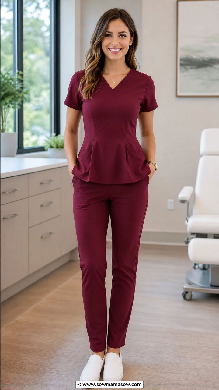 Peplum Scrub Top Outfit - 30 Cute scrubs outfits