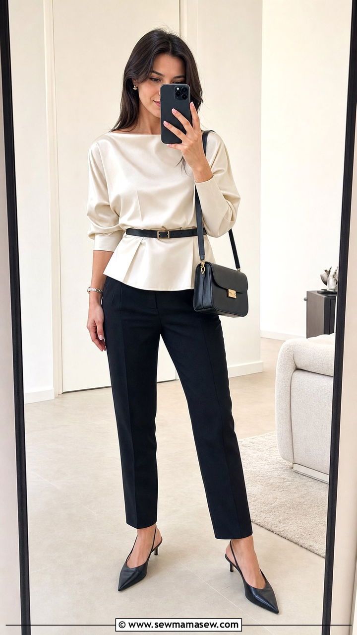 Peplum Top High Waisted Trousers Outfit - 25 classy outfits for rectangle body shape