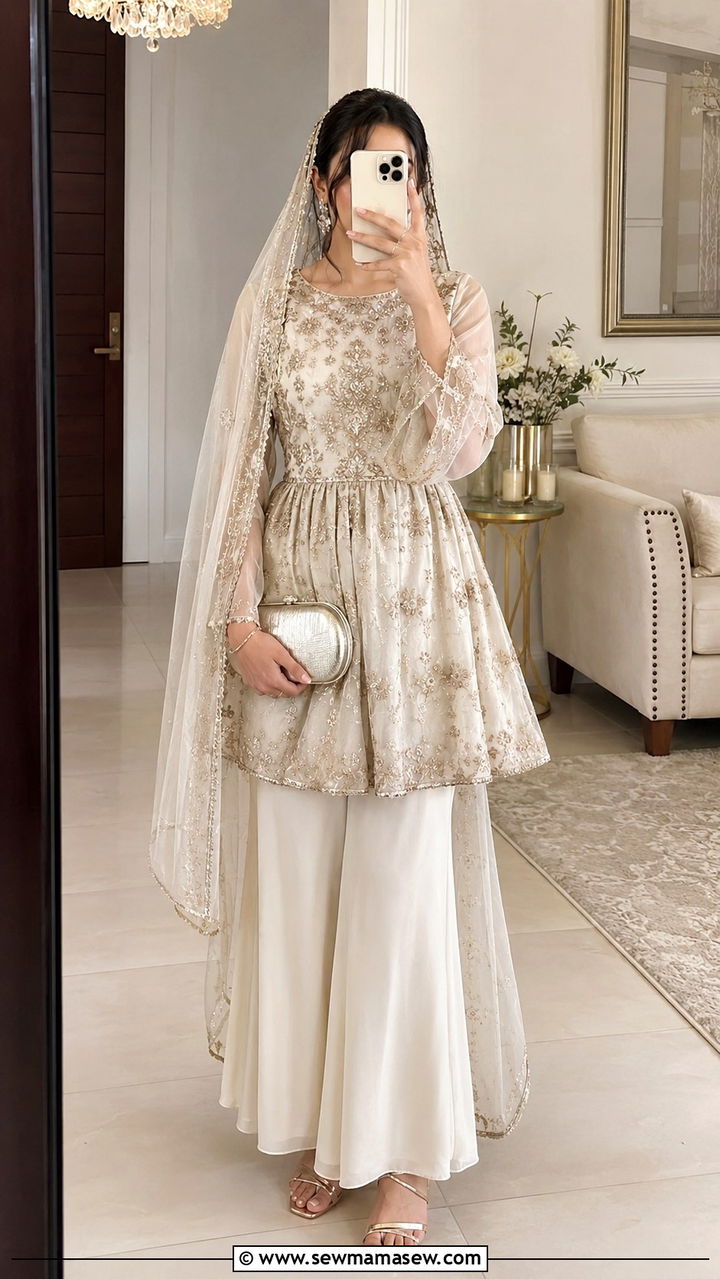 Peplum Top With Flared Pants For Nikkah - 20 Modest outfit ideas for Nikkah