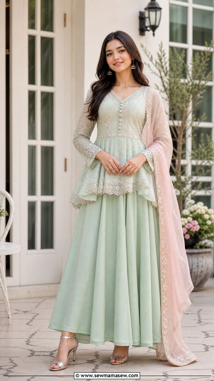 Peplum Top With Flared Skirt - 30 Eid outfits for girls