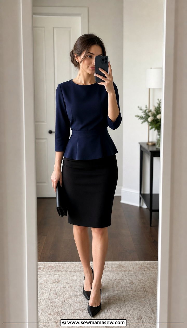 Peplum Top With Pencil Skirt - 25 classy modest classy outfits