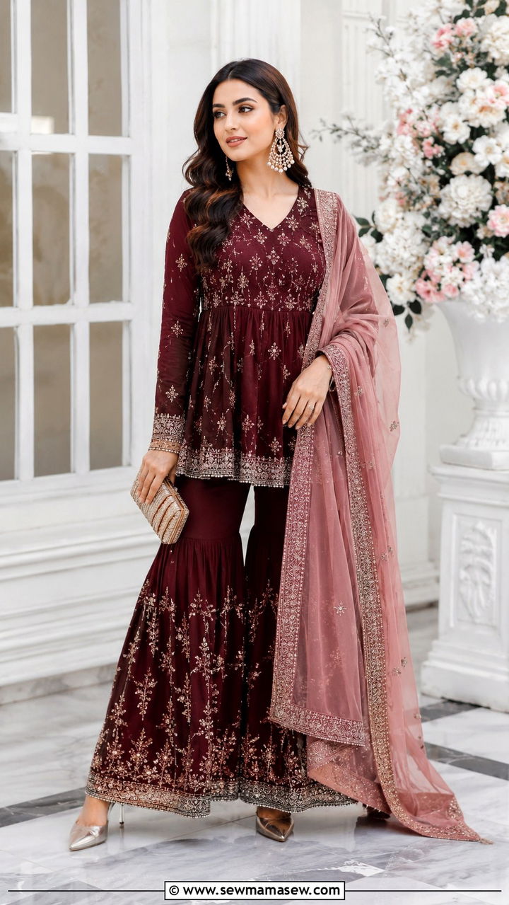 Peplum Top With Sharara Pants - 20 Wedding guest outfit ideas Barat ceremony