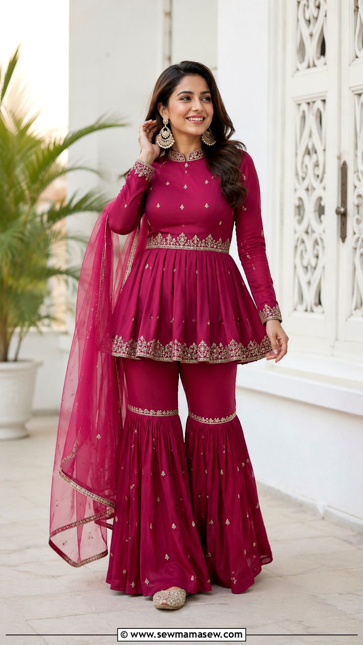 Peplum Top with Sharara - 20 Modest outfit ideas for Henna night
