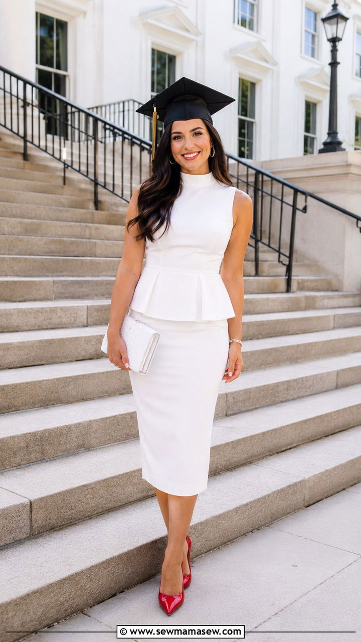 Peplum White Dress Nursing Graduation Outfit - 25 Nursing graduation outfit ideas