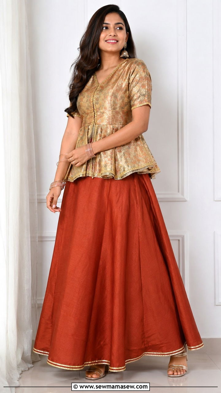 Peplum blouse with lehenga skirt - 30 Navratri outfit ideas