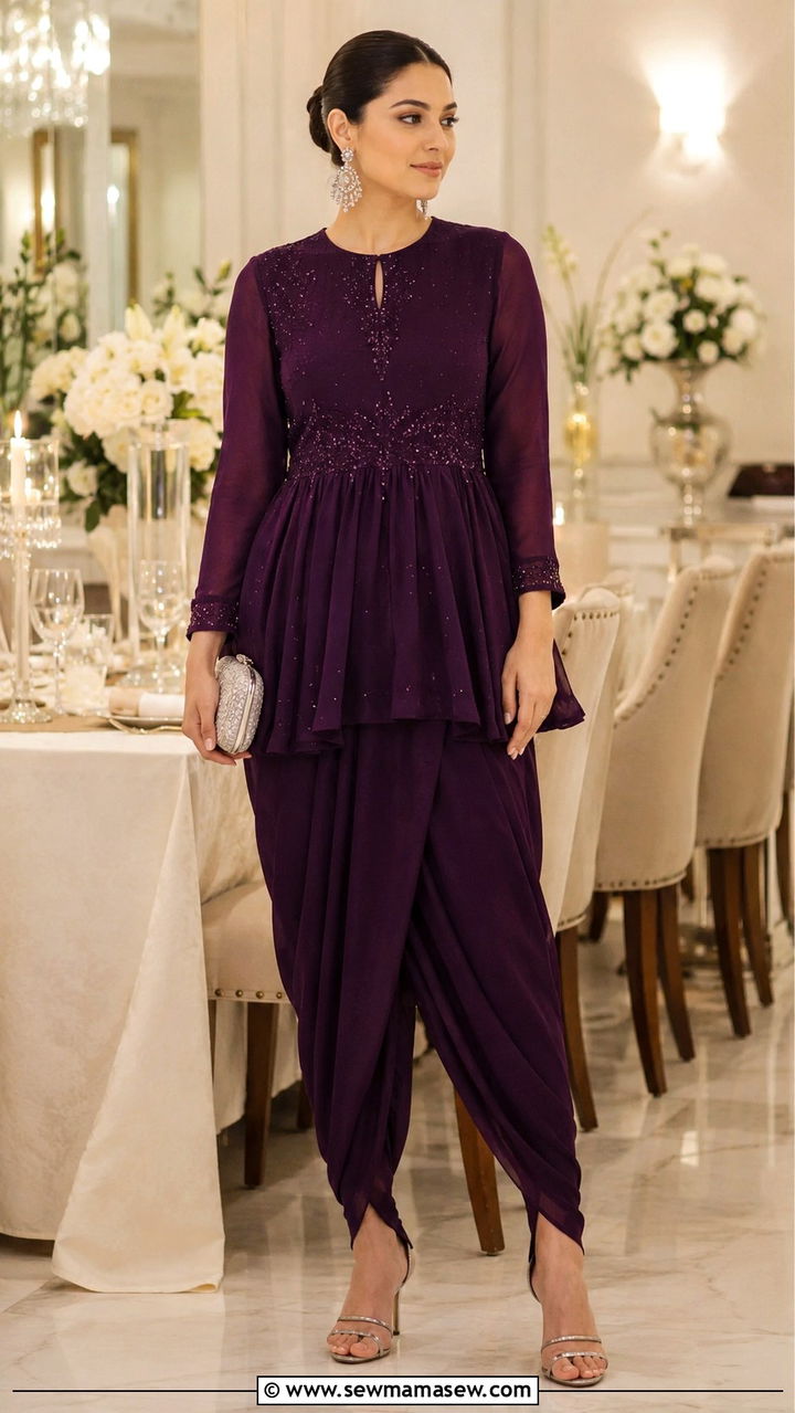 Peplum kurta with tulip shalwar for a dinner event - 30 Lahore outfit ideas