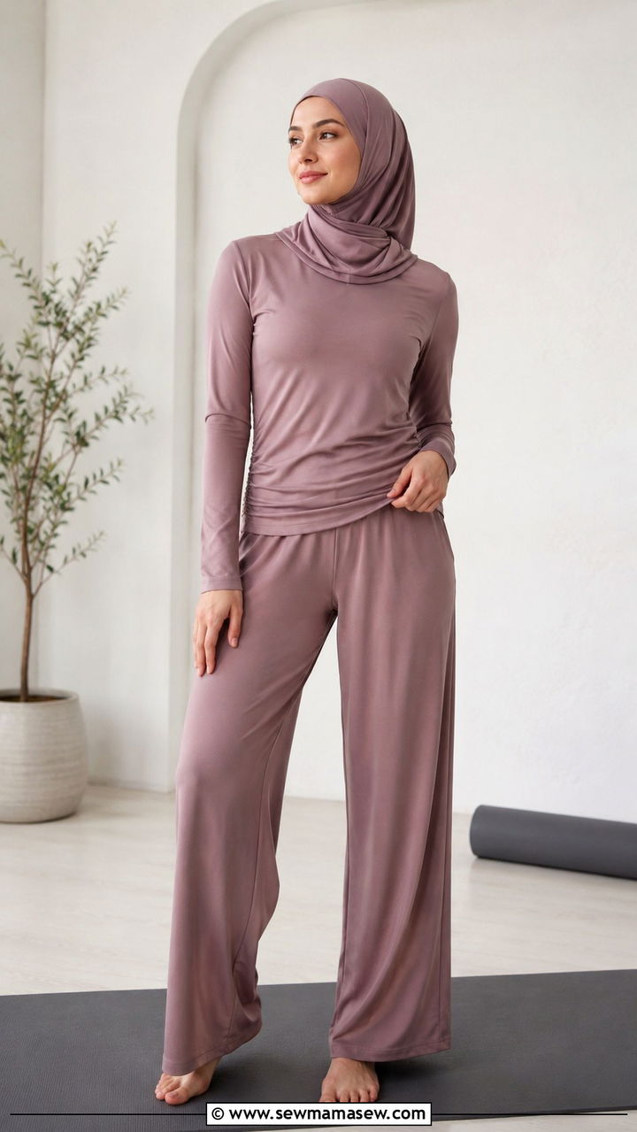 Performance Hijab with Long Sleeve Top and Loose Yoga Pants - 25 Yoga outfit ideas modest