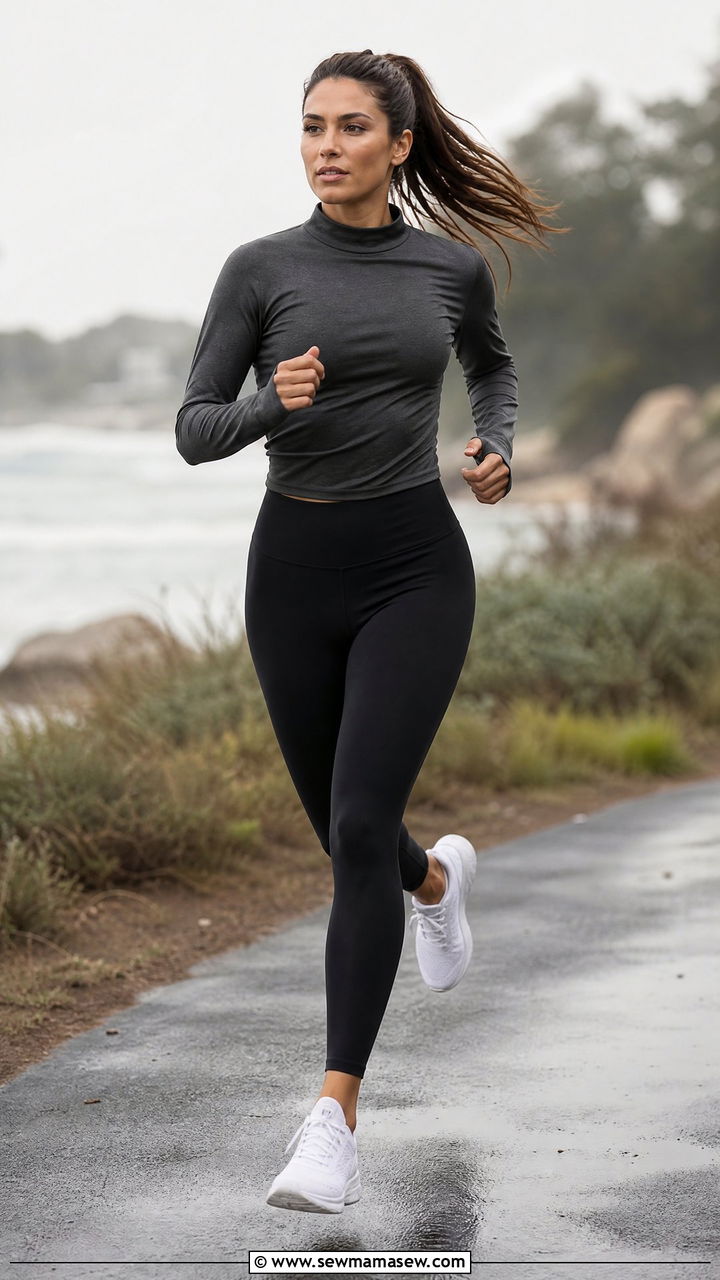 Performance Long Sleeve Top With High Rise Leggings - 30 Modest workout outfit ideas 2026