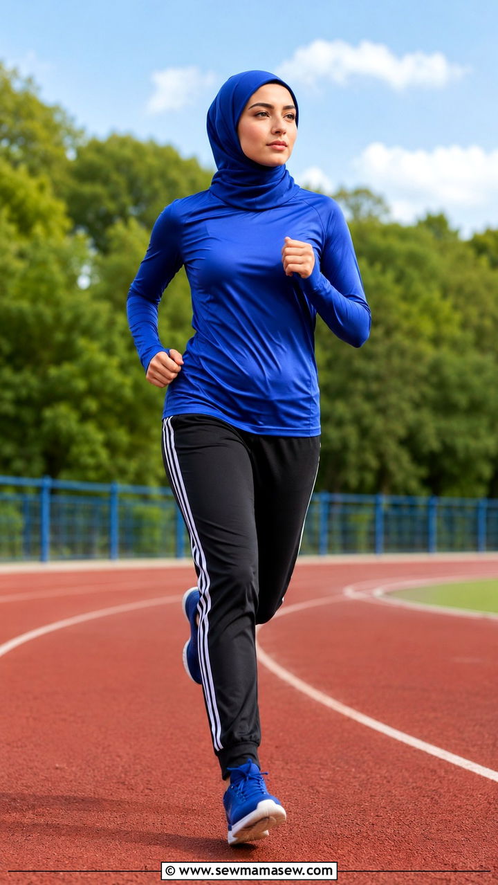 Performance Long Sleeve with Track Pants - 25 Modest gym outfit ideas with hijab