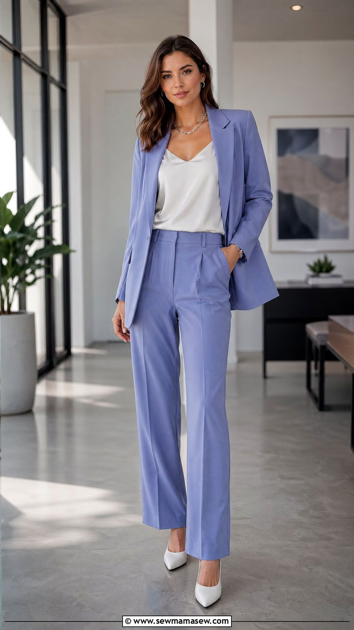 Periwinkle Pantsuit Outfit - 35 Dopamine dressing outfit ideas