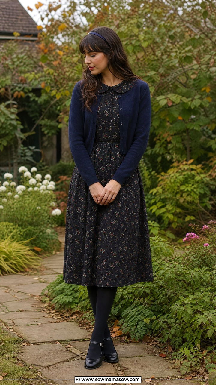 Peter Pan Collar Dress and Mary Janes - 25 librarian core outfits aesthetic