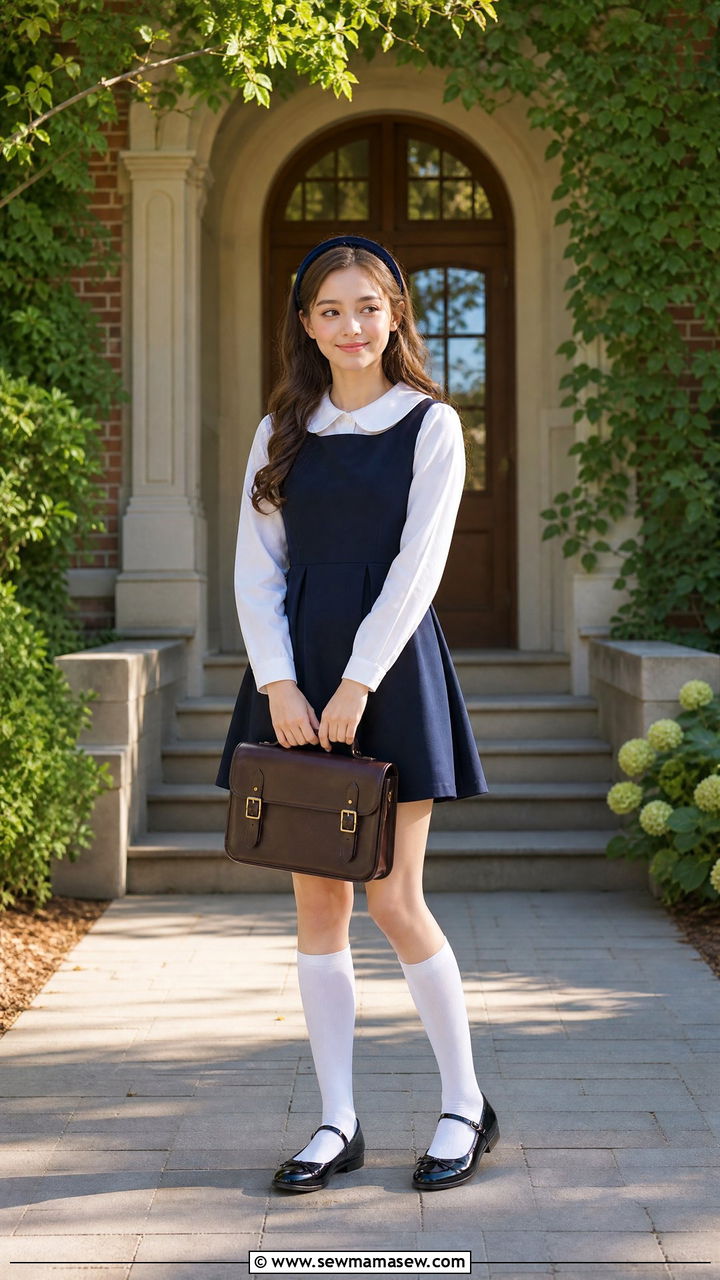 Peter Pan Collar Shirt With Jumper - 25 School uniform outfit ideas cute