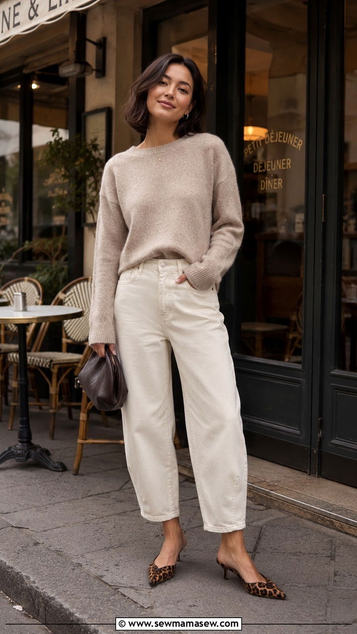 Petite Barrel Jeans With Kitten Heel Mules Outfit - 25 Petite jeans outfit ideas with heels