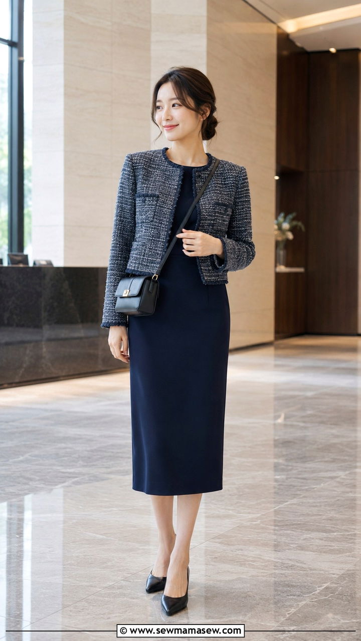 Petite Column Dress With Cropped Jacket - 30 Petite professional outfits