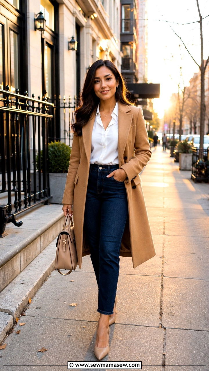 Petite Dark Wash Jeans With Nude Pumps Outfit - 25 Petite jeans outfit ideas with heels