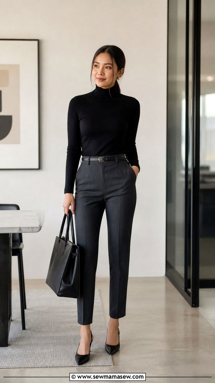 Petite Fine Gauge Turtleneck With Cigarette Trousers - 30 Petite professional outfits