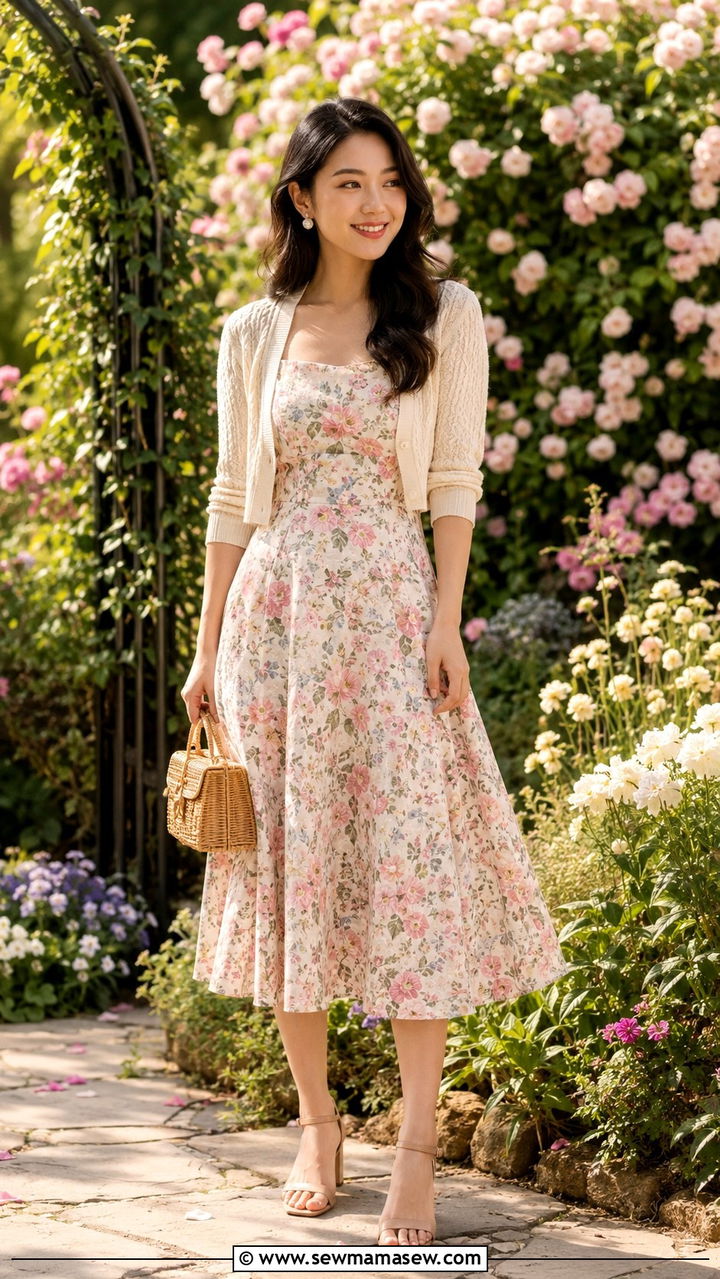 Petite Floral Midi Dress Spring Outfit - 30 petite outfit ideas for women