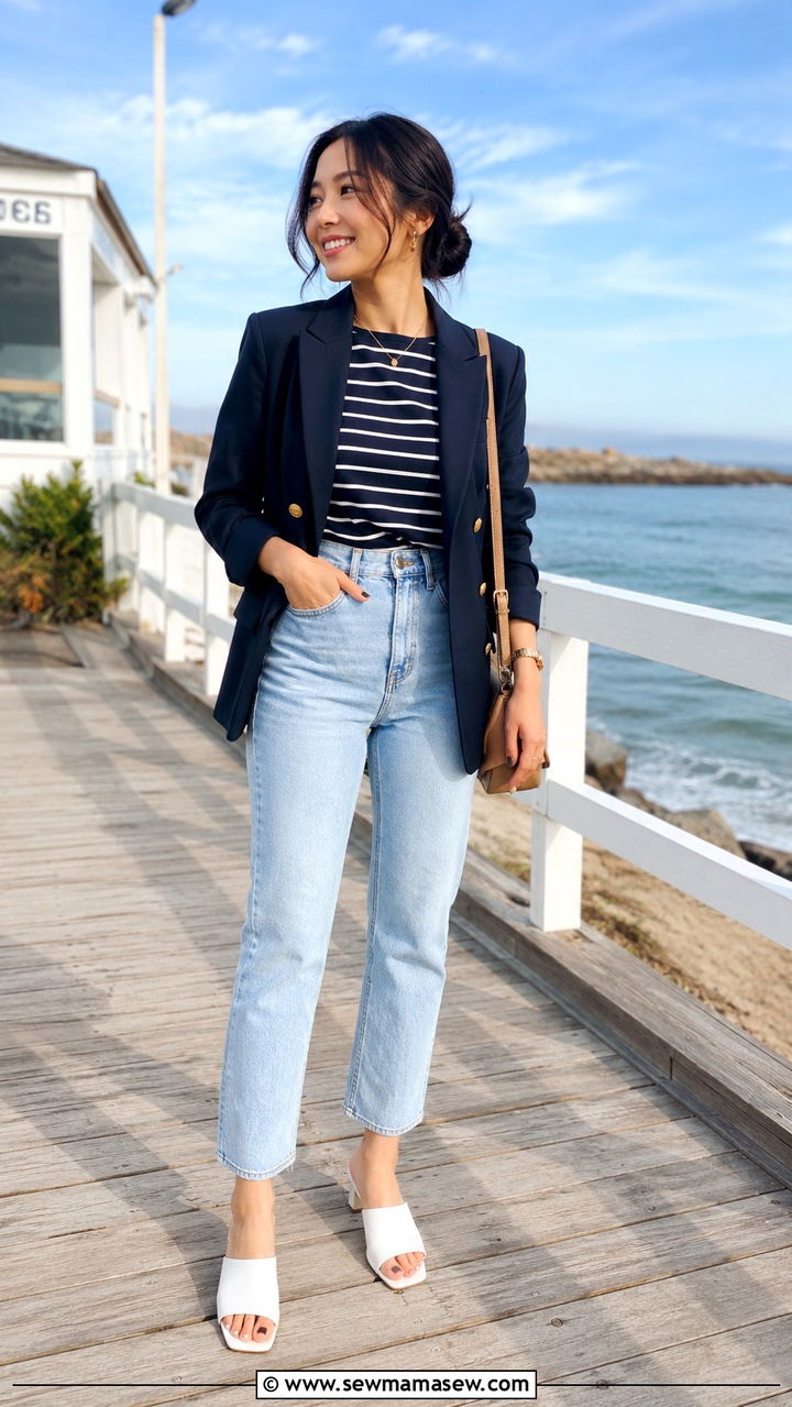 Petite Light Wash Jeans With White Heel Mules Outfit - 25 Petite jeans outfit ideas with heels