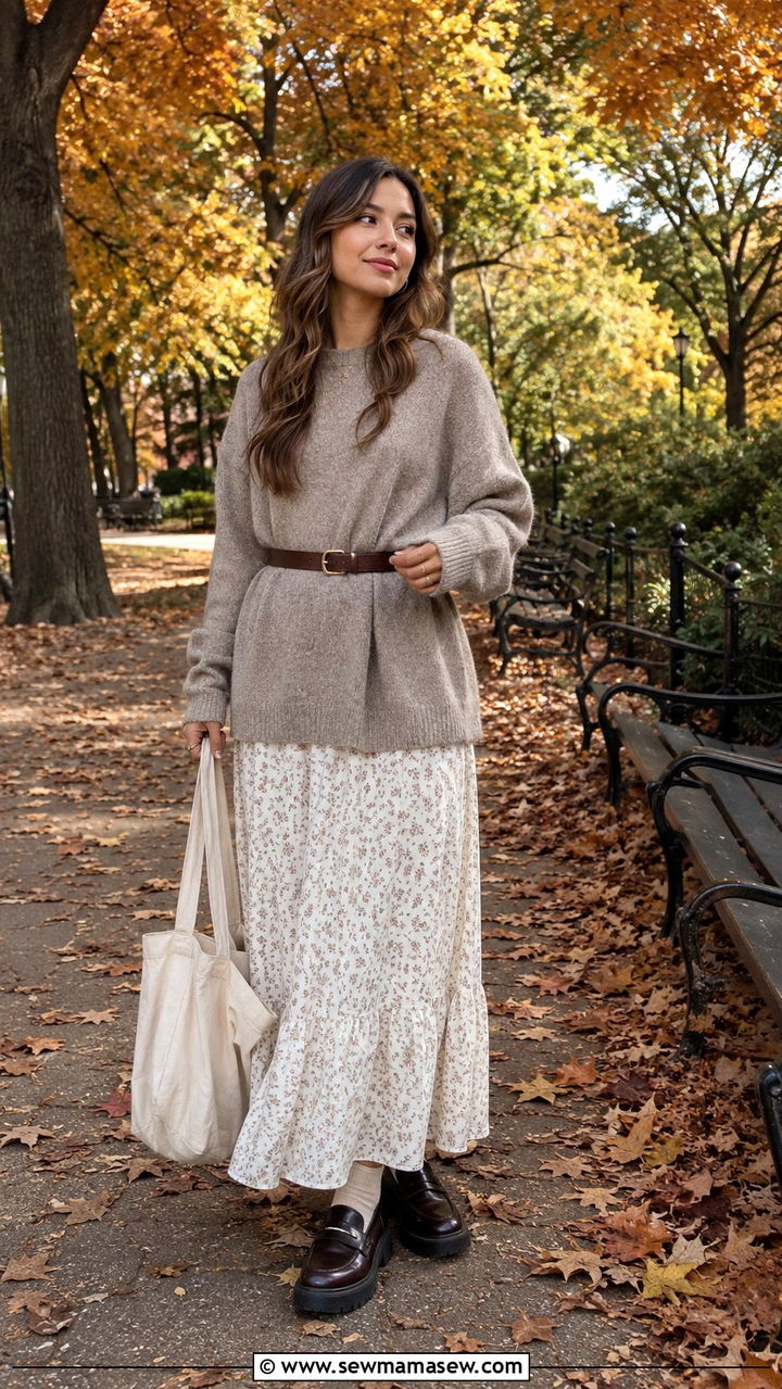 Petite Maxi Dress Layered with a Sweater Outfit - 25 Petite maxi dress outfit ideas